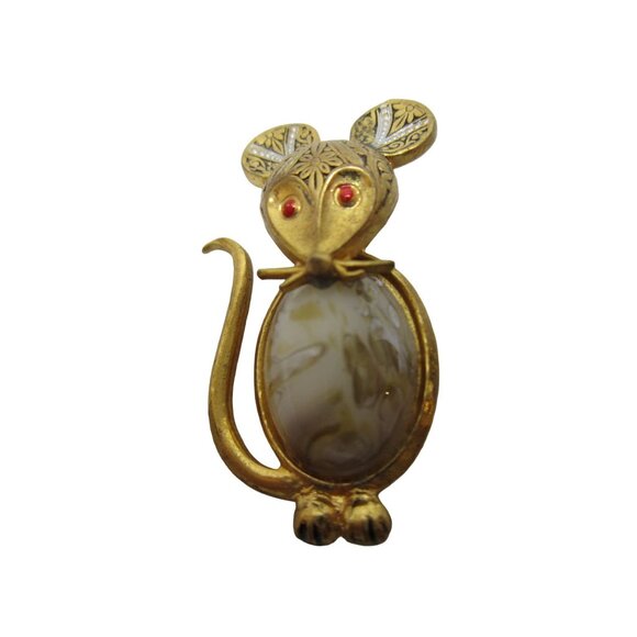 Vintage Damascene Toledo Gold Spain Mouse Brooch‎ - Picture 1 of 4